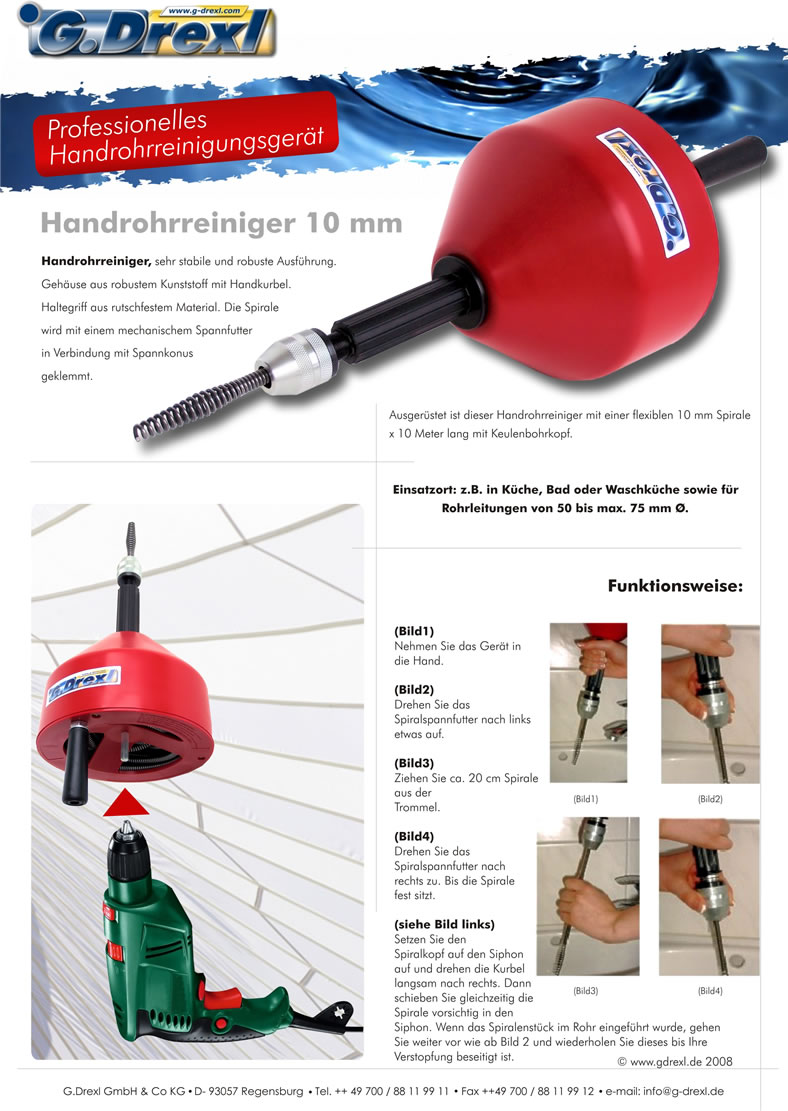 Hammer Preise fr Handspiralen - Handrohrreiniger in spitzen Qualitt. Wir bieten den perfekten Service mit kostenloser Beratung Hotline 0800 200 66 77!
